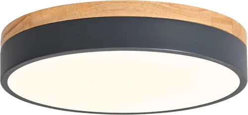Vista 13 de Yiisem Lámpara de Techo LED de Madera Regulable Empotrada, 5CCT 2700K-6000K Moderna Negra de Montaje al Ras del Techo, Luminarias de Techo Redondas