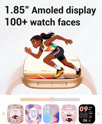 Vista 8 de ENOMIR - Reloj inteligente para mujer, pantalla ultra transparente AMOLED de 1.85 pulgadas, color rosa