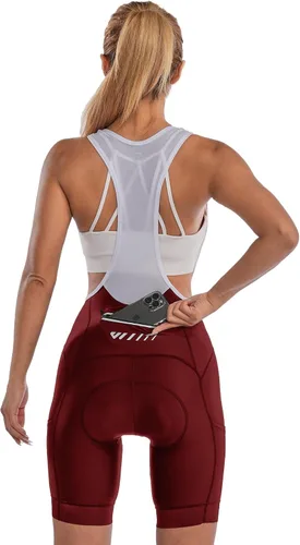 Vista 7 de Lo.gas Pantalones cortos de ciclismo acolchados para mujer, pantalones cortos de bicicleta con acolchado 4D, pantalones de ciclismo con bolsillos