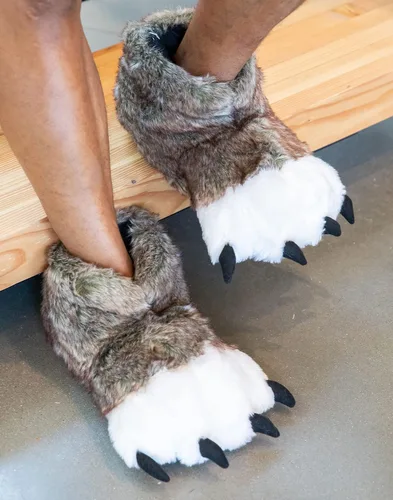 Vista 4 de Lazy One - Pantuflas con diseño de garra de animal para niños y adultos disfraz divertido para niños cálidas pantuflas peludas