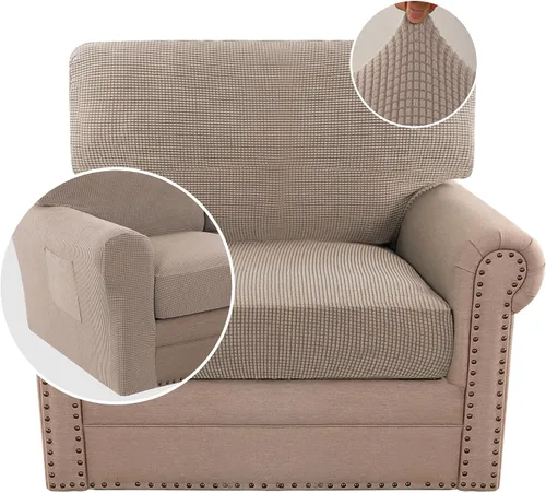 Vista 26 de H.VERSAILTEX Fundas elásticas para sillas de varias piezas, fundas para cojines ajustables para asiento y respaldo