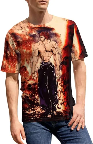 Vista 6 de Camiseta deportiva de manga corta unisex para hombre, diseño de anime Baki The Grappler, Baki Hanma Yujiro, talla 4XL