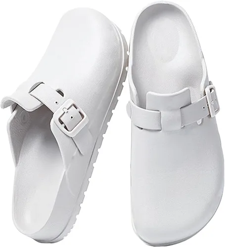 Vista 11 de Zuecos de trabajo de enfermería fáciles de limpiar para hombres y mujeres, zapatos ortopédicos antideslizantes con soporte de arco moderado