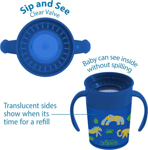 Vista 4 de Dr. Brown's Milestones™ Cheers360™ Taza, azul, de 7 oz (Paquete de 3)