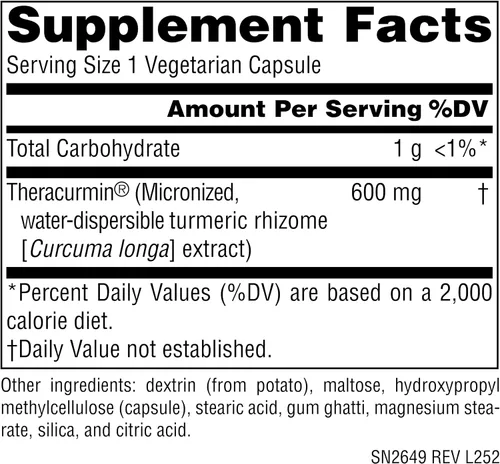 Vista 2 de Source Naturals Theracurmin, Apoya la Respuesta Inflamatoria Saludable*, 600 mg - 30 Cápsulas Vegetarianas