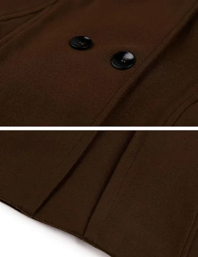 Vista 5 de Tanming Abrigo o chaqueta cálida de lana cruzado para mujer, con capucha