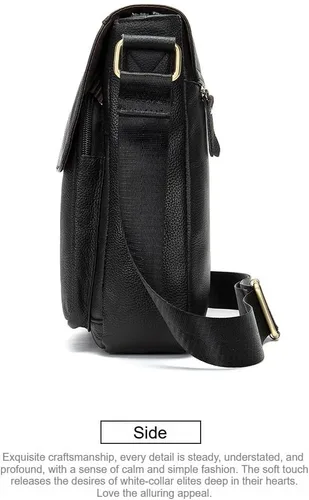 Vista 5 de Bolso bandolera pequeño de cuero genuino para hombre, bolso cruzado vintage para trabajo, negocios y viajes