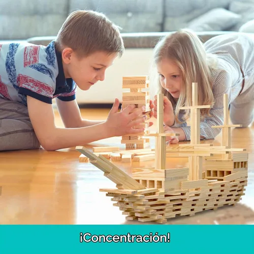 Vista 5 de Juego de 100 piezas de bloques de construcción clásicos de madera, juguetes de construcción STEM sólidos para niños, juguetes Montessori