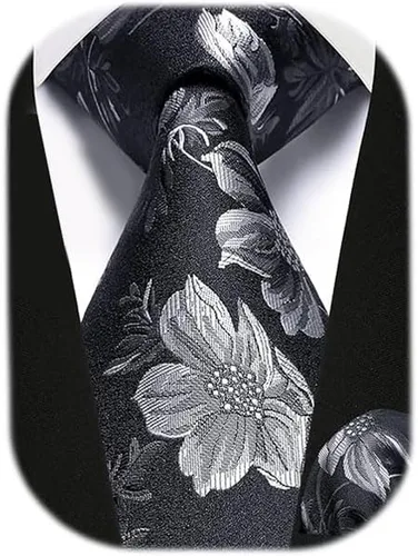 Vista 253 de Corbatas florales tejidas clásicas para hombre, corbata cuadrada de bolsillo, corbatas formales para hombres, boda con pañuelo