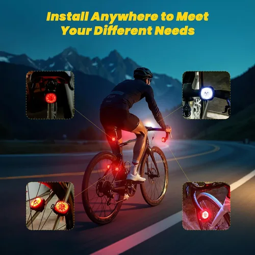 Vista 6 de Sistema de luces inteligentes para bicicleta: luz trasera, faro y señal de giro, luz de bicicleta delantera y trasera de sincronización