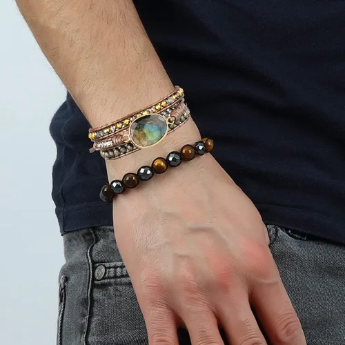 Vista 6 de Plumiss Colección de pulseras de cuentas curativas de piedra natural boho para mujer