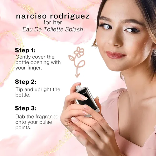 Vista 4 de Narcisco Rodríguez for Her Eau De Toilette - 0.25 Fl Oz (7.5 Ml) Designer perfume mini, luxury fragrance, pocket size, fragrance sampler