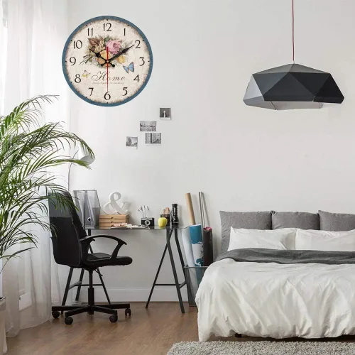 Vista 7 de YeYo Reloj de pared de flores de estilo europeo simple sin marco, madera MDF impermeable, decoración artística silenciosa para el hogar, sala