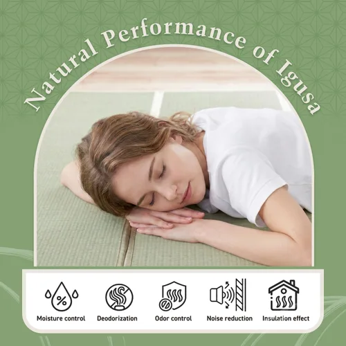 Vista 4 de Tatami Mat – Colchón plegable de tatami japonés Igusa, futón para dormir en el suelo de hierba rush, meditación, yoga Zen Tatami, individual XL por