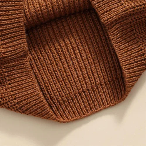 Vista 6 de Suéter de punto para bebé, unisex, suéter sin botones, cálido, de cuello redondo y manga larga para bebés y niños pequeños