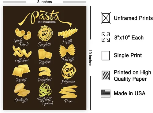 Vista 2 de Poster Master Póster de pasta vintage, impresión de guía de pasta retro, arte de sabor italiano, regalo para hombres, mujeres, cocineros y chefs
