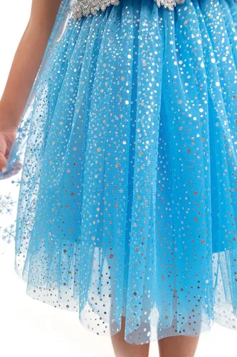 Vista 4 de Little Adventures Vestido de fiesta de princesa de hielo, lavable a máquina, disfraz de juego de simulación para niños, sin purpurina