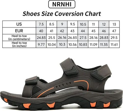 Vista 5 de NRNHI Chanclas de playa para hombre, soporte de arco, informales, antideslizantes, atléticas, para caminar, senderismo, sandalias de cuero