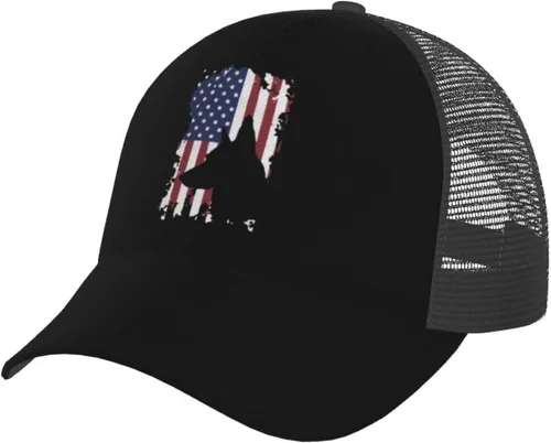 Vista 7 de Gorra de béisbol unisex de verano con bandera estadounidense de pastor alemán, gorra de malla de verano