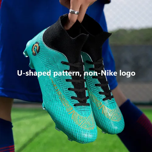 Vista 7 de HHY Tacos de fútbol para hombre, zapatos de fútbol con cordones antideslizantes