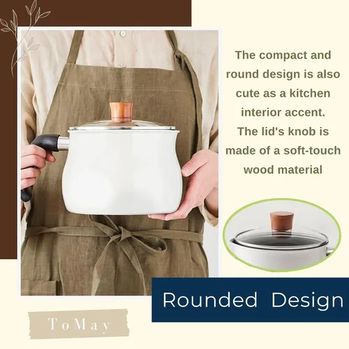 Vista 5 de Olla instantánea pequeña "ToMay dolce" elegante blanco de 6.3 pulgadas (6.3 in) 3.2 cuartos de galón para 1-2 tazas mini lindo arroz y ramen olla