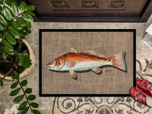 Vista 3 de Caroline's Treasures 8736MAT - Felpudo de 18 x 27 pulgadas, diseño de pez rojo, para interiores y exteriores, para entrada, antideslizante, lavable