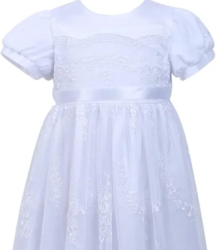 Vista 3 de Vestido bordado de bautismo para niña con cinta para el cabello 015meses