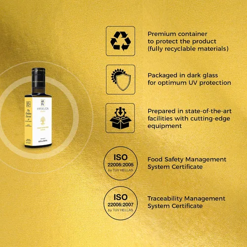 Vista 7 de HYPERELEON ULTRA GOLD Premium, orgánico, sumamente rico en polifenoles, aceite de oliva virgen extra griego 100% puro y natural Bio y sin