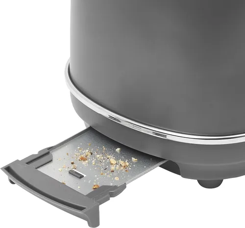 Vista 4 de Haden Chelsea - Tostadora de ranura ancha de 2 rebanadas con control de tostado ajustable, gris y cromado