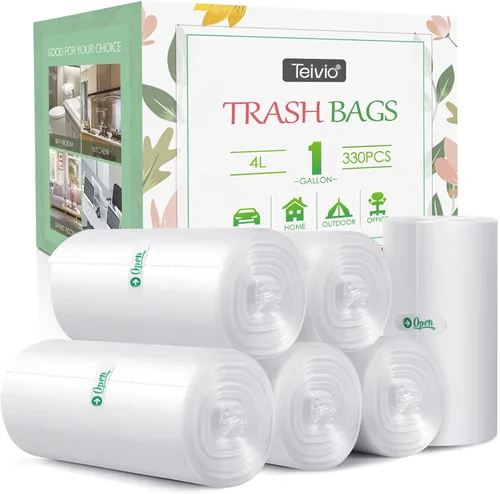 Vista 27 de Teivio - Bolsas de basura medianas de 5 galones, 50 unidades, bolsas de basura para baño, bolsas de plástico para el hogar, oficina, cocina