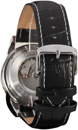 Vista 3 de FORSINING Reloj automático automático de fase lunar para hombre con correa de cuero negro analógico, Negro -, Moderno