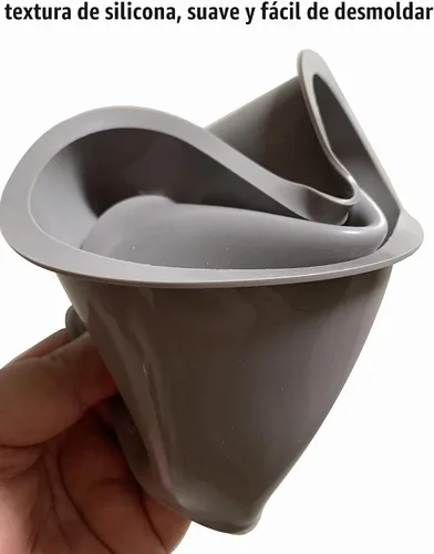 Vista 3 de Molde de Silicona para Macetas de Suculentas de Forma Ovalada Más Grande, Forma Ovalada 17.8 x 8.4 cm (L x A), Modelo de Silicona para Macetas