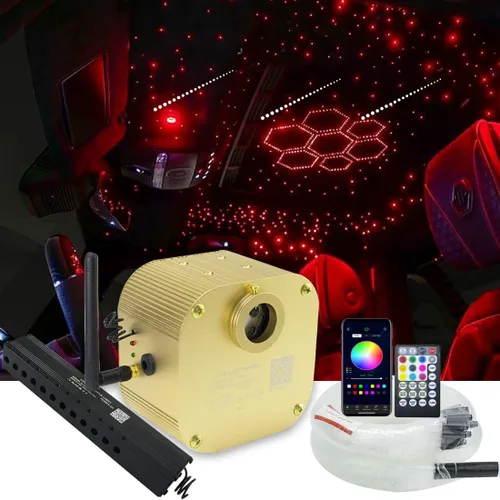 Vista 7 de Luces Azimom Bluetooth, con control, de 16 vatios, parpadean, luces de fibra óptica, iluminación de estrella para techo