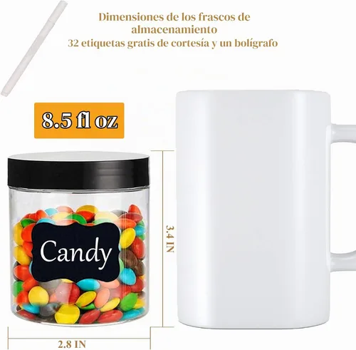 Vista 2 de Hajoyful Tarros de plástico con tapas, recipientes vacíos de slime para cosméticos, tarros de comida transparentes para alimentos, tarro redondo