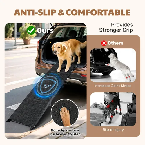 Vista 7 de Rampa extra larga de 71 pulgadas para perros grandes, marco de metal resistente para vehículos utilitarios deportivos, camiones y automóviles