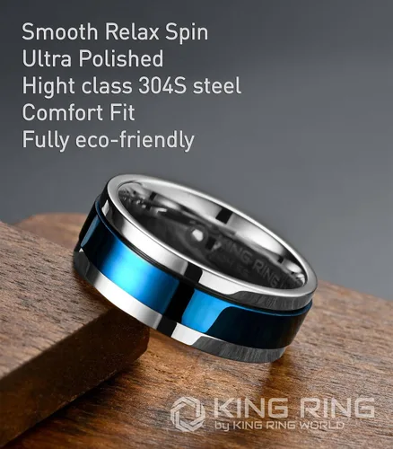 Vista 3 de King Ring Anillo giratorio ultra pulido de 0.315 pulgadas Anillo brillante de acero inoxidable pesado, anillo antiestrés para hombres y mujeres