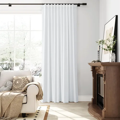 Vista 13 de Guken Cortinas opacas de lino, 2 paneles rústicos, elegantes, 100% opacas, con aislamiento térmico, banda de ganchos y trabilla trasera, 52 x 84