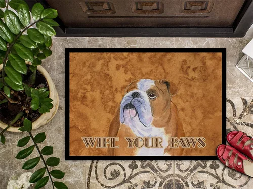 Vista 3 de Caroline's Treasures SS4893MAT Bulldog English Wipe Your Paws - Tapete para puerta delantera, 18 x 27 pulgadas, tapete para puerta delantera