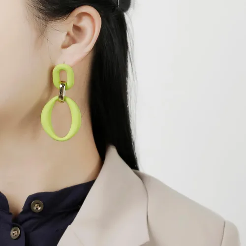 Vista 2 de Aretes rectangulares de acrílico, cuadrados acrílicos, ovalados, aretes de gota para mujer