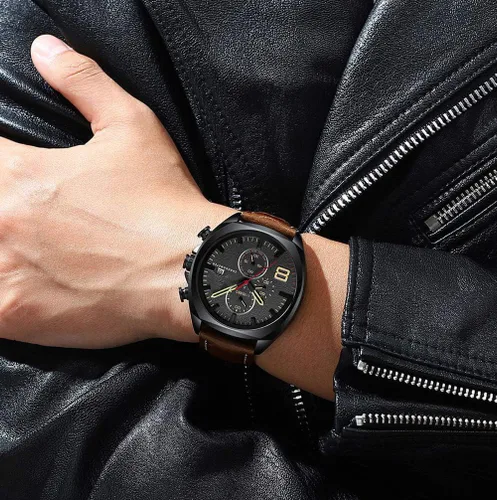 Vista 5 de FANMIS Reloj de cuarzo analógico con cronógrafo de acero inoxidable para hombre