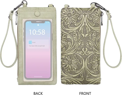 Vista 2 de Montana West Cowhair - Bolso cruzado de cuero para teléfono celular, cartera para mujer, vaquera occidental, bolso cruzado pequeño