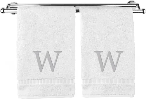 Vista 158 de Toalla de mano monogramada, regalo personalizado, juego de 2 - Toalla bordada con letra de bloque dorada - Extra absorbente 100% algodón turco