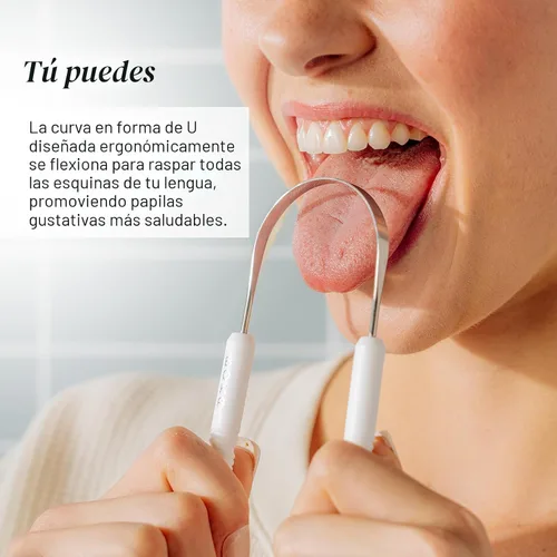 Vista 4 de Boka Raspador de lengua para adultos y niños con estuche, limpiador de lengua de acero inoxidable con bolsa de viaje de lino, limpiador