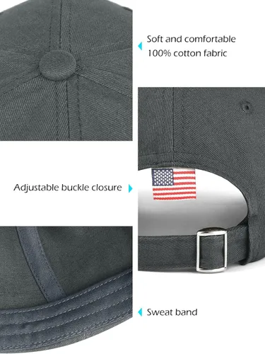 Vista 4 de LCZTN Paquete de 2 gorras de béisbol con la bandera estadounidense para hombres y mujeres, sombrero de papá liso de perfil bajo de Estados Unidos