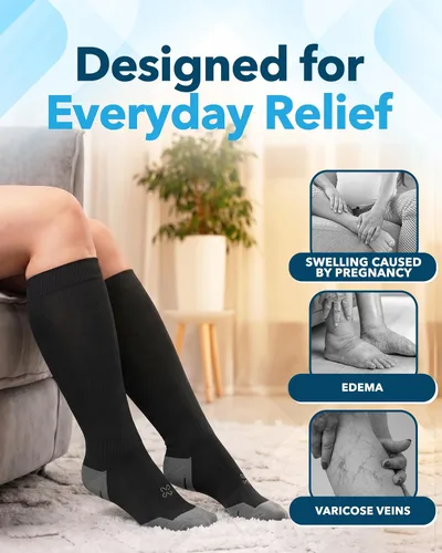 Vista 3 de Doctor's Select® Plus Size Compression Socks for Women Wide Calf - 3 Pairs