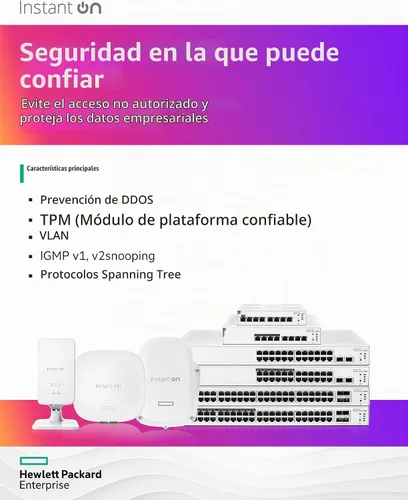 Vista 5 de Switch HPE Networking Instant On Serie 1830 de 8 puertos Gb Smart-Managed Layer 2 Ethernet con PoE 8X 1G 4X CL4 PoE (65 W) Sin ventilador