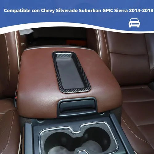 Vista 5 de RT-TCZ para reposabrazos de bandeja de tapa de Silverado de fibra de carbono para Chevy Silverado/Suburban/Tahoe 2014-2018 para GMC Sierra/Yukon