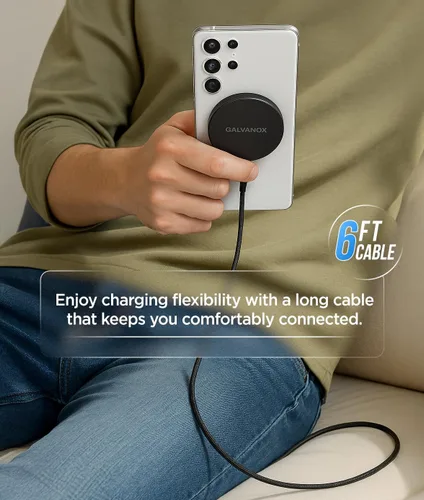 Vista 5 de Galvanox Cargador inalámbrico magnético para Samsung, compatible con MagSafe, el juego incluye adaptador de corriente PPS de carga rápida