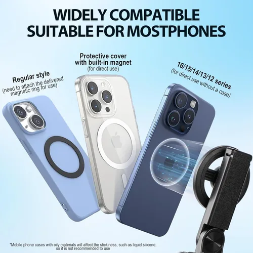Vista 5 de Trípode magnético para selfie stick universal con rotación de 360° 4 en 1 con control remoto inalámbrico, trípode Mag extensible portátil