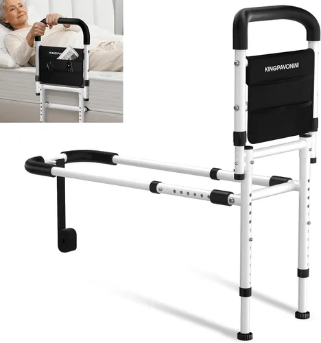 Vista 9 de KingPavonini Rieles de cama para adultos mayores, seguridad aprobados por ASTM, 2026 con asas dobles ergonómicas en U y 4 barras reforzadas, rieles